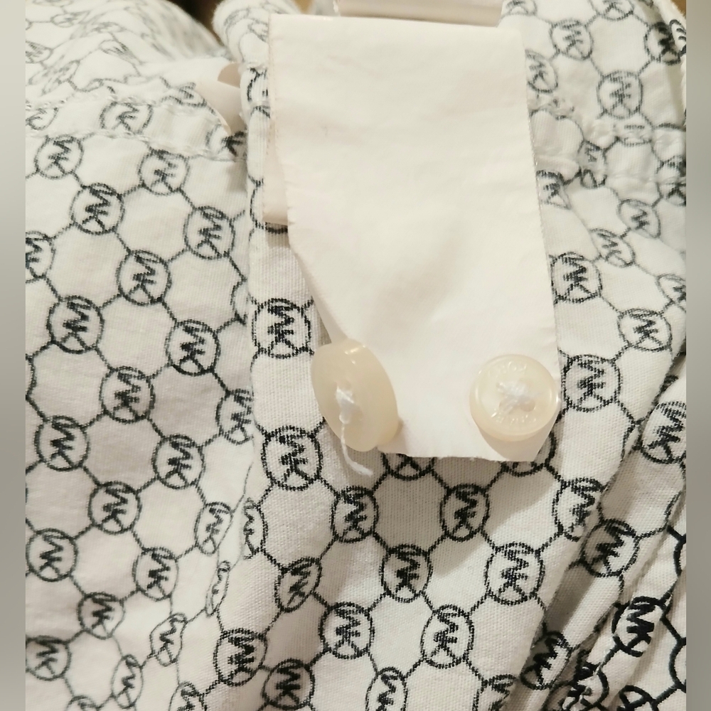 Men's Michael Kors Slim Fit Black & White Button Down Dress Shirt‎ - Picture 2 of 16